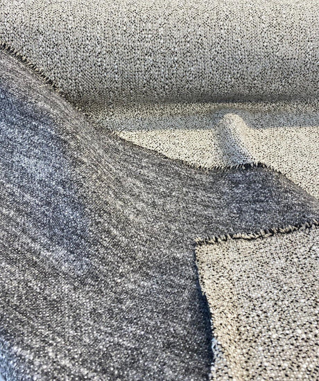 Leopard Snow Tweed Chenille Fabric - Beige Off White With Black Leopard Pattern, 56" Width (1 Yard)