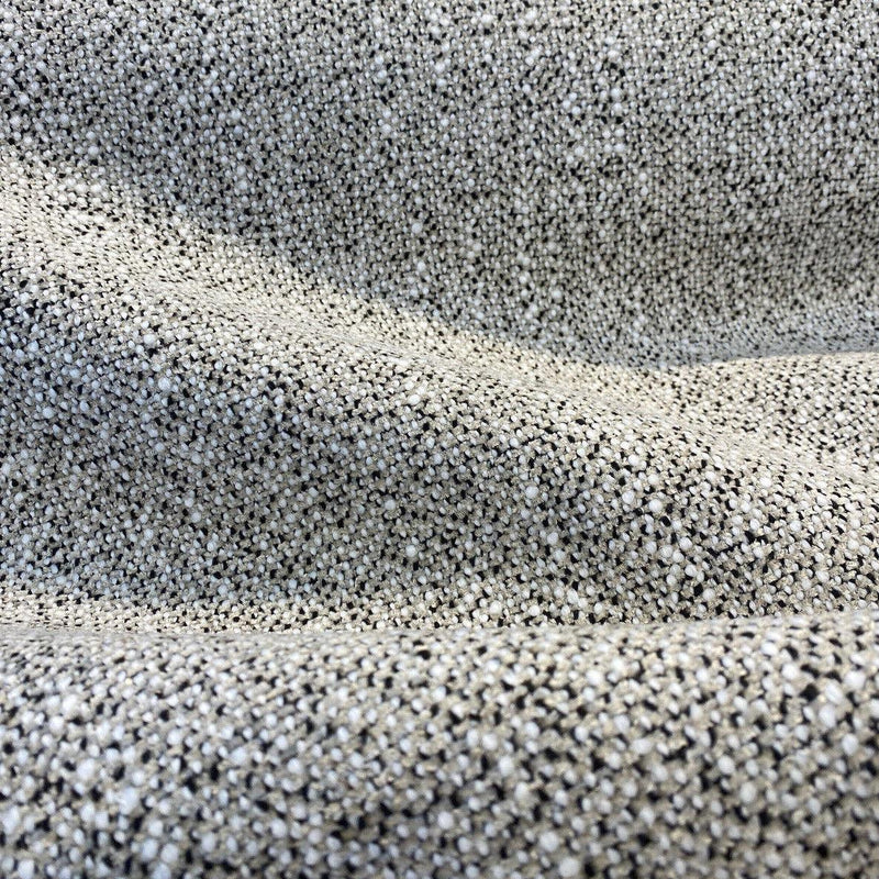 Leopard Snow Tweed Chenille Fabric - Beige Off White With Black Leopard Pattern, 56" Width (1 Yard)