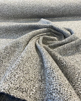 Leopard Snow Tweed Chenille Fabric - Beige Off White With Black Leopard Pattern, 56" Width (1 Yard)