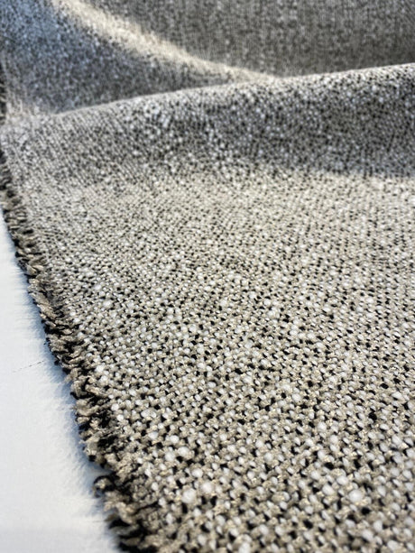 Leopard Snow Tweed Chenille Fabric - Beige Off White With Black Leopard Pattern, 56" Width (1 Yard)