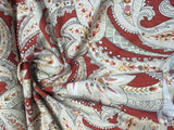 Kaufmann Paisley Pop Printed Linen Rayon Drapery Fabric - Pomegranate Paisley Print, 54" Width (By The Yard)