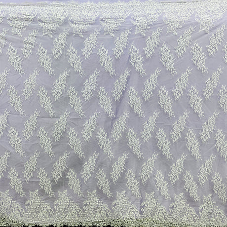 Embroidered Lace Fabric with Eyelash Scallop
