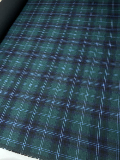 Wool Cotton Checked Tweed Coat Fabric
