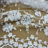 Embroidered Lace Mesh Turquoise Silver