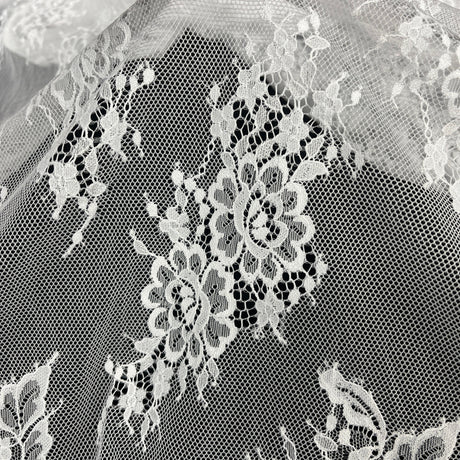 Embroidered Lace Fabric with Eyelash Scallop