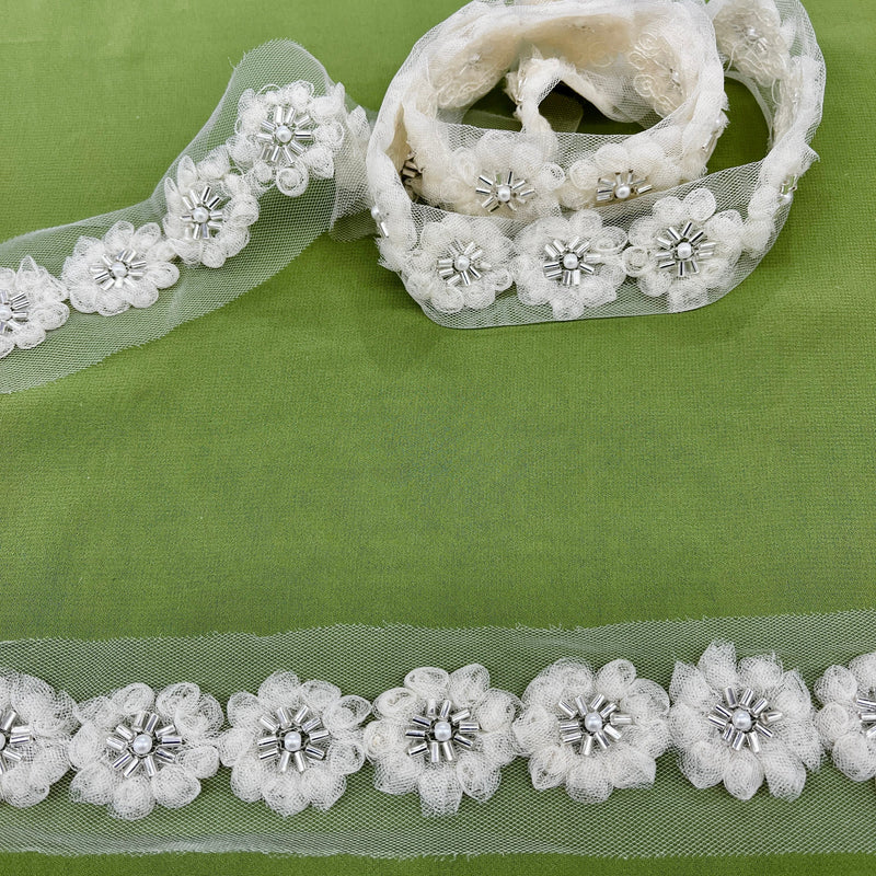 3D Floral Lace Trim Ivory