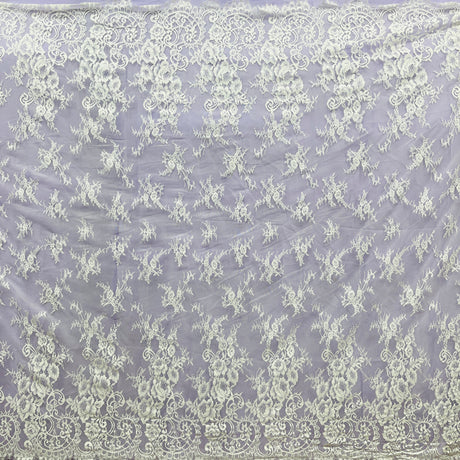 Embroidered Lace Fabric with Eyelash Scallop