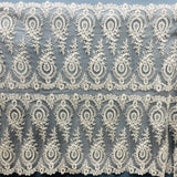 Beaded Corded Lace Mesh White