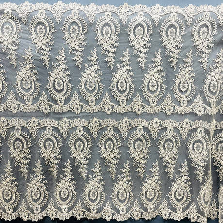 Beaded Corded Lace Mesh White