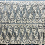 Beaded Corded Lace Fabric on Polyester Net Mesh