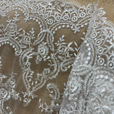 Embroidered Bridal Lace Ivory Silver