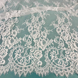 Embroidered Lace Fabric with Eyelash Scallop