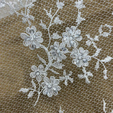 1 Yard Elegant Beaded Lace Fabric Embroidered on Polyester Net Mesh