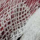 Beaded Lace Fabric on Polyester Net Mesh