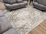 METZ 4206 Polyester Viscose Area Rug - Taupe Geometric Tone-To-Tone Mocha High-Low Pattern, 9' 8" X 13' (1 Rug)