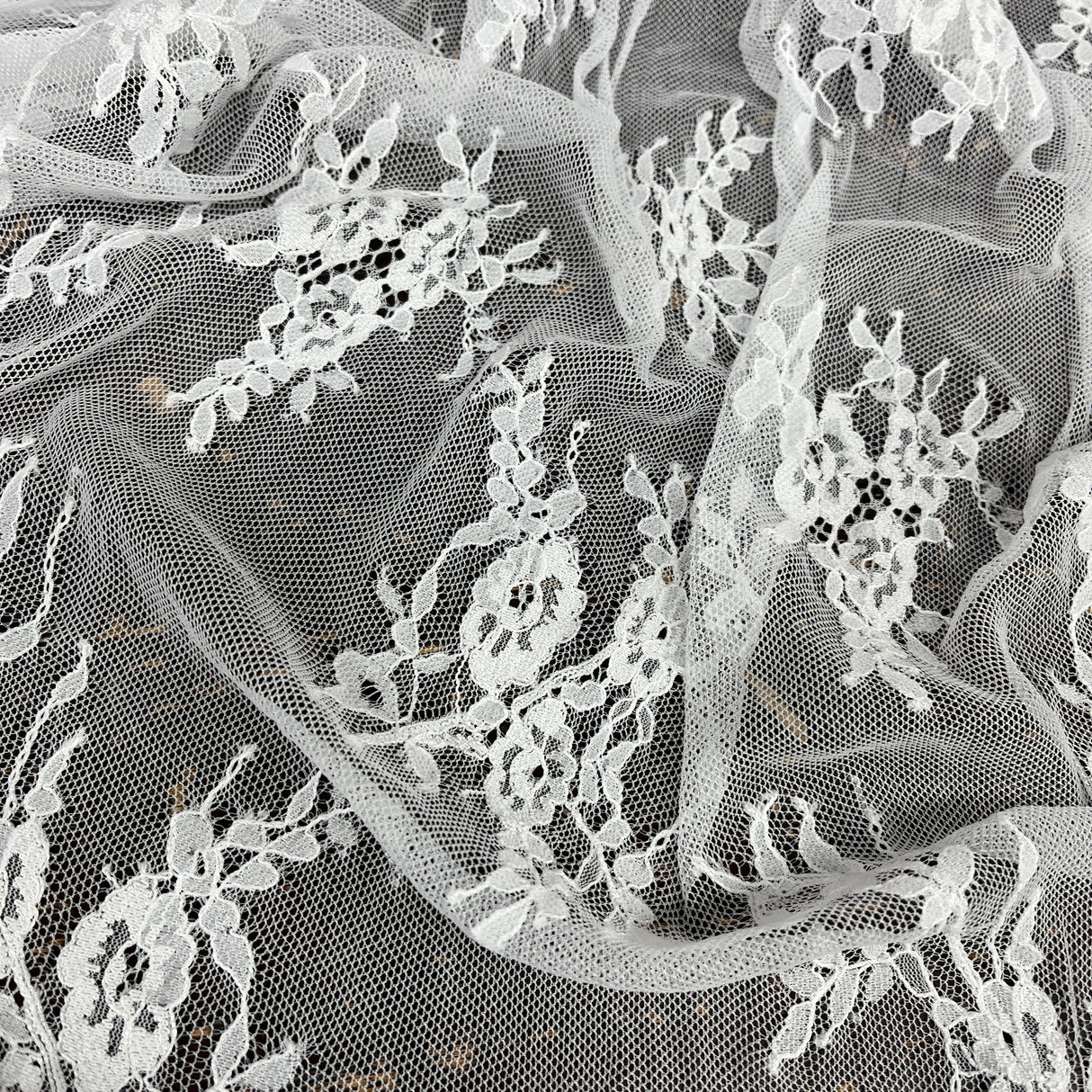 Embroidered Lace Fabric with Eyelash Scallop