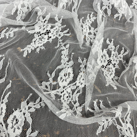 Embroidered Lace Fabric with Eyelash Scallop