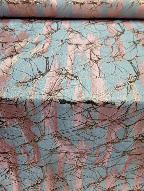 Brocade Jacquard Fabric Pink Sky Blue Metallic Rose Gold
