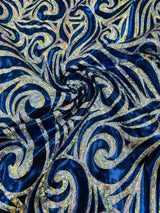 Foil Flame Spandex Fabric - Holographic Flame Print, 58" Width (1 Yard)