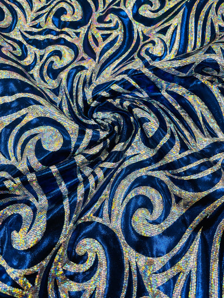 Foil Flame Spandex Fabric - Holographic Flame Print, 58" Width (1 Yard)
