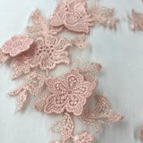 3D Floral Lace Applique Embroidered Polyester Fabric - 3D Floral Applique, 12" X 4" (1 Pair)