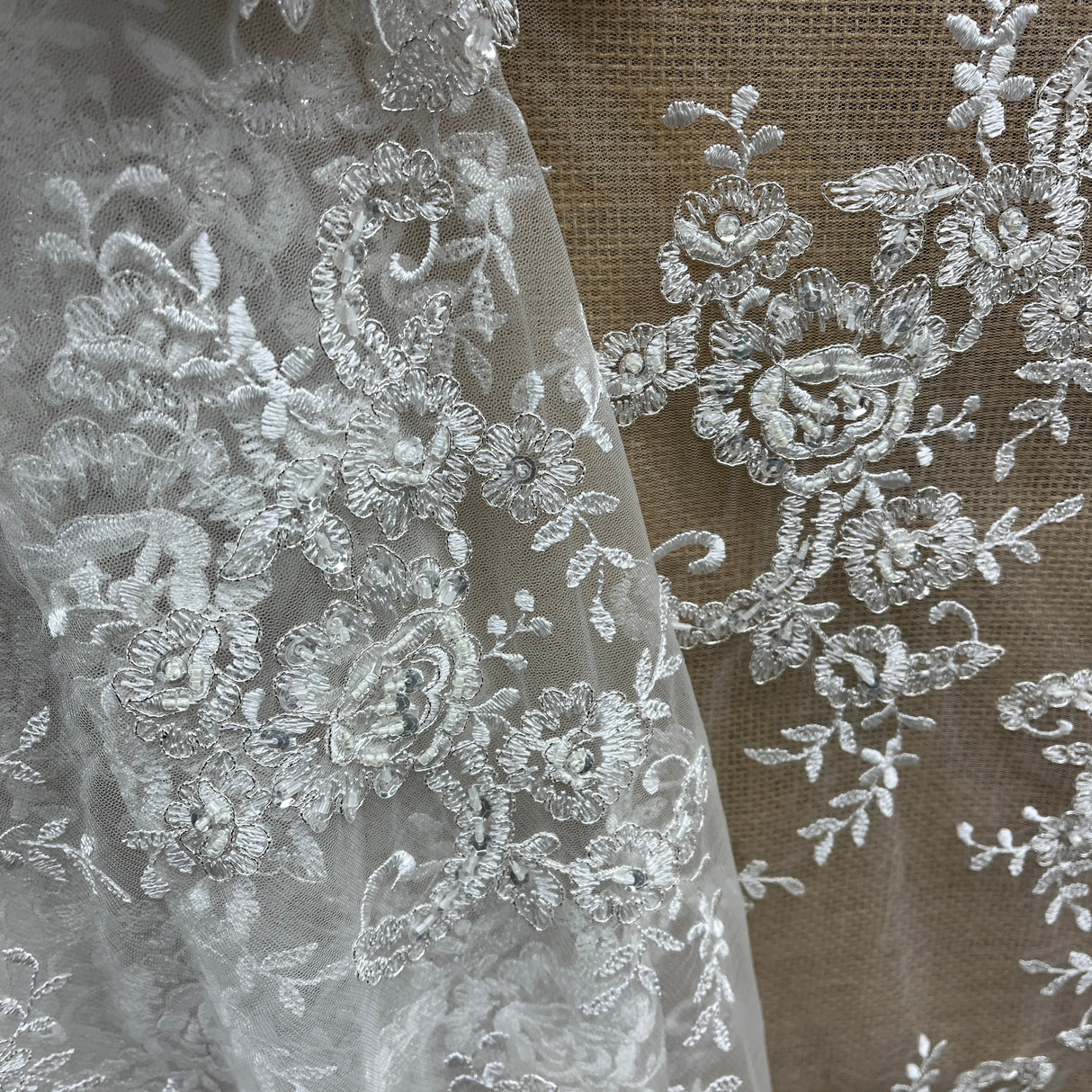 Beaded Corded Bridal Lace