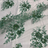 Beaded Lace Fabric on Polyester Net Mesh 50"