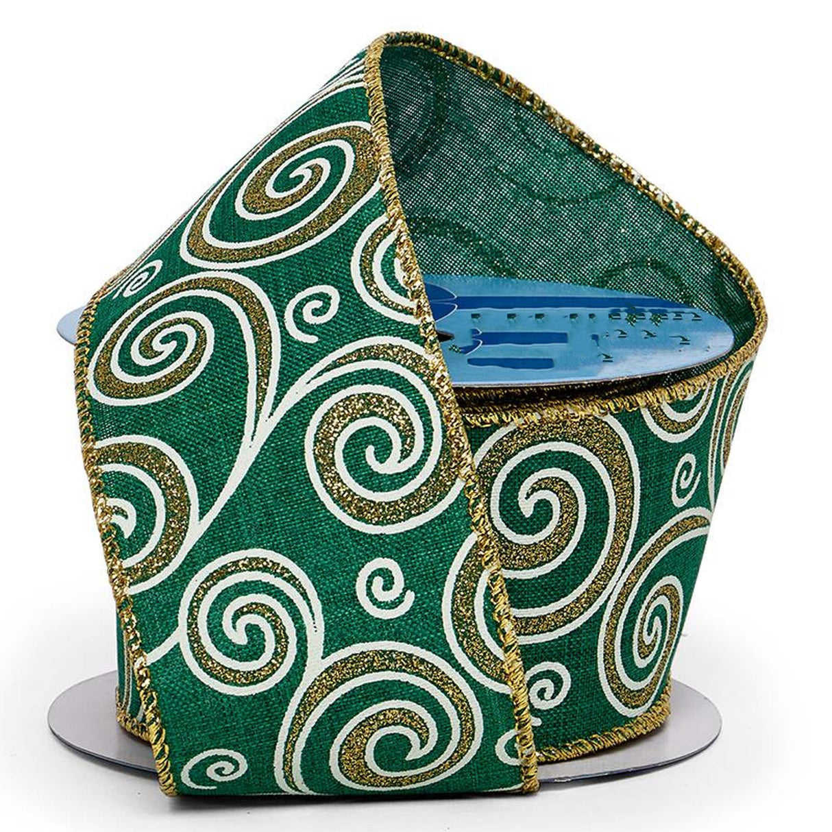 Glitter Swirls & Swipes On Wired Ribbon 2 1/2 '' X 10 yd Glitter Lime / Green Swipes Color 1 / roll