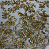 Beaded Sequined Floral Lace Fabric 51"