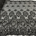 1 yarda de tela de encaje floral 3D con cuentas bordada sobre malla de red 100% poliéster | Lace USA - GD-363 - marfil - ancho 48"