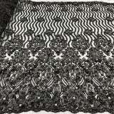 1 Yard Beaded 3D Floral Lace Fabric Embroidered 100 Percent Polyester Net Mesh 48 inch Width