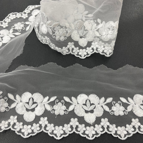 Polyester Lace Trimming Colorful Floral Embroidered 2.5" Wide