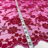 Embroidered Lace Mesh Turquoise Silver