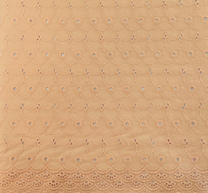 Eyelet Embroidery Melon 5K004 Cotton Polyester Eyelet Embroidery Fabric - Melon, Scalloped Selvages, 41/42" Width