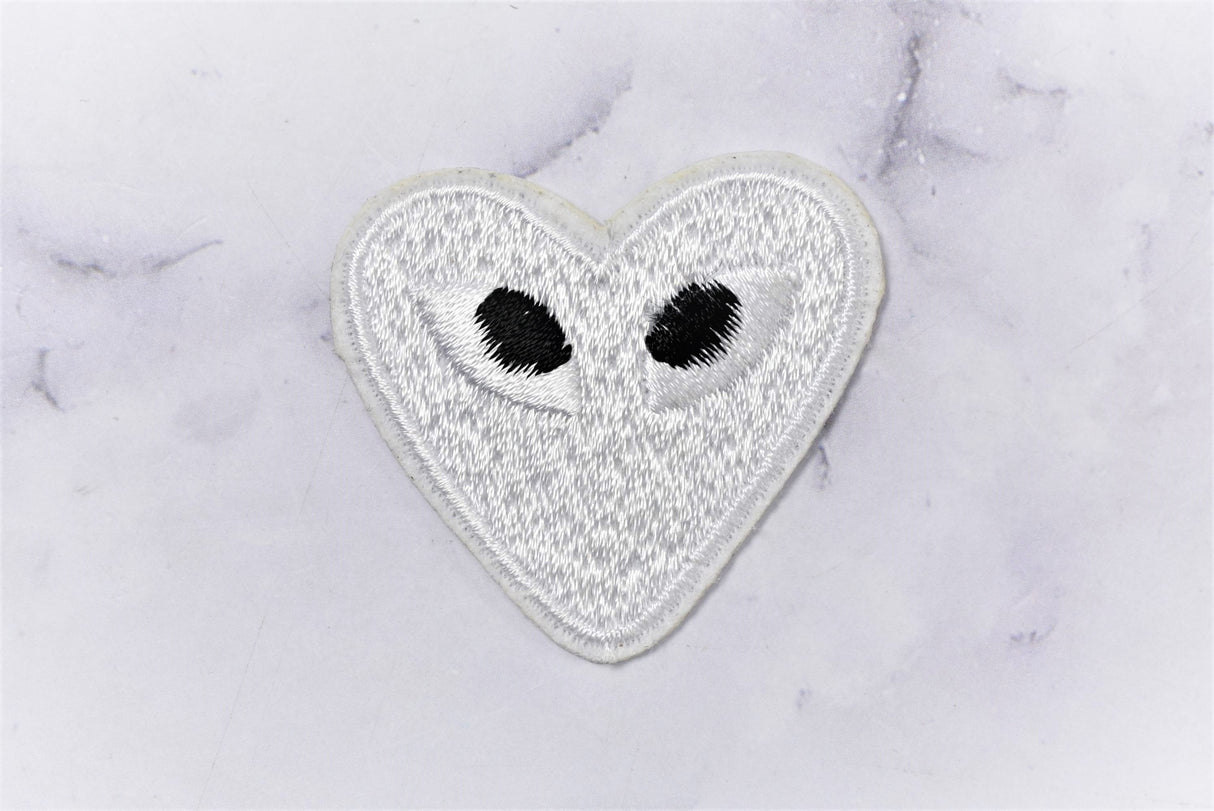 Embroidered Heart Patch with Eyes