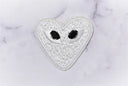 Embroidered Heart Patch with Eyes