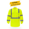 High Visibility Long Sleeve Safety T-Shirt 10 Pack - 2” wide - 100% Polyester