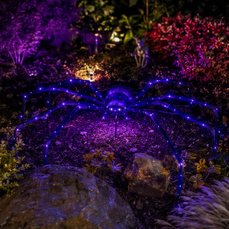 128 Inch Purple Plush Spider Halloween Decor UV Light