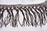 Fringe Trim Faux Leather Chocolate 4" Knotted