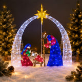 Lighted Nativity Scene Christmas Yard Decor Cool White LED