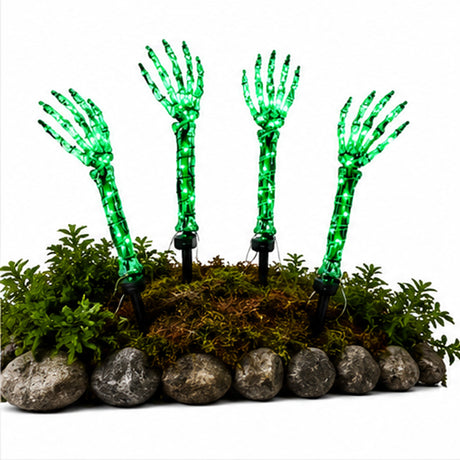 Green Light Ghost Hands Halloween Decor 2 Pair Set