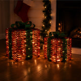 Red 3-Piece Christmas Gift Box Set Outdoor Decor