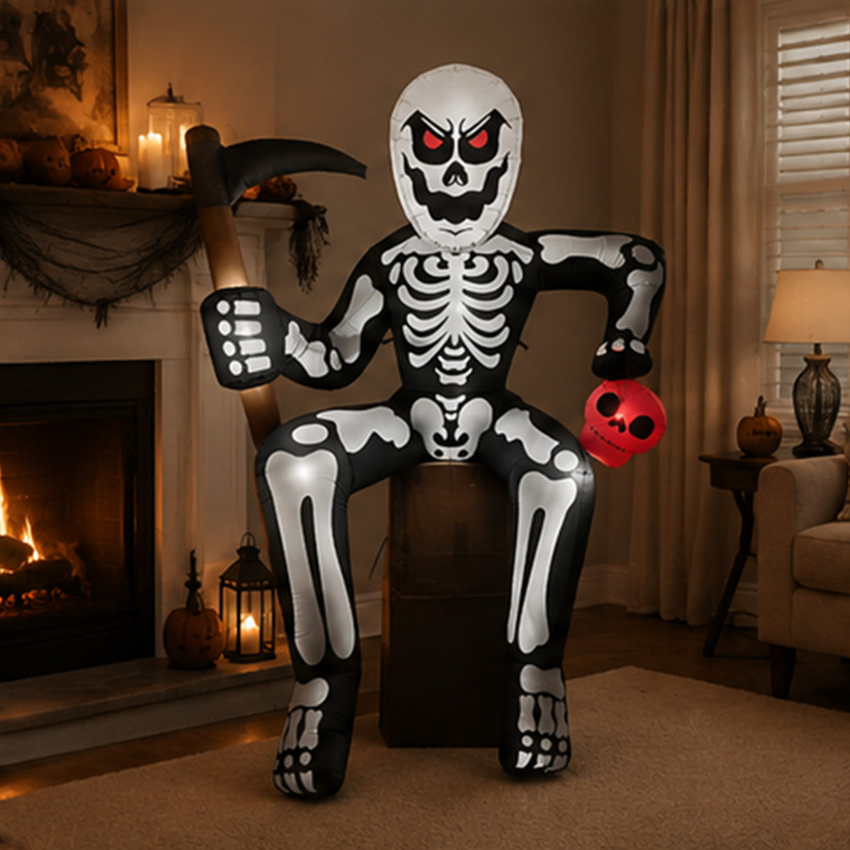 8.5FT Skeleton on Roof Halloween Inflatable Yard Decor