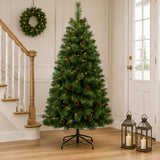 4.5FT Pre Lit Christmas Tree Dual Color LED Pinecones