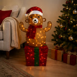 Lighted Bear Gift Box Christmas Yard Decoration