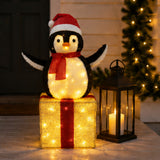 Lighted Penguin Gift Box Christmas Yard Decoration