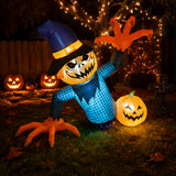 5FT Green Plaid Pumpkin Ghost Halloween Inflatable Decor