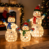 Lighted Snowman Set Christmas Yard Decor Warm White LED