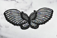 Sequin Butterfly Applique Black Hologram 10 x 4.50