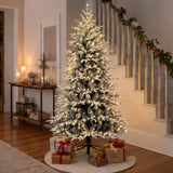 6FT Pre Lit Flocked Christmas Tree Warm White LED